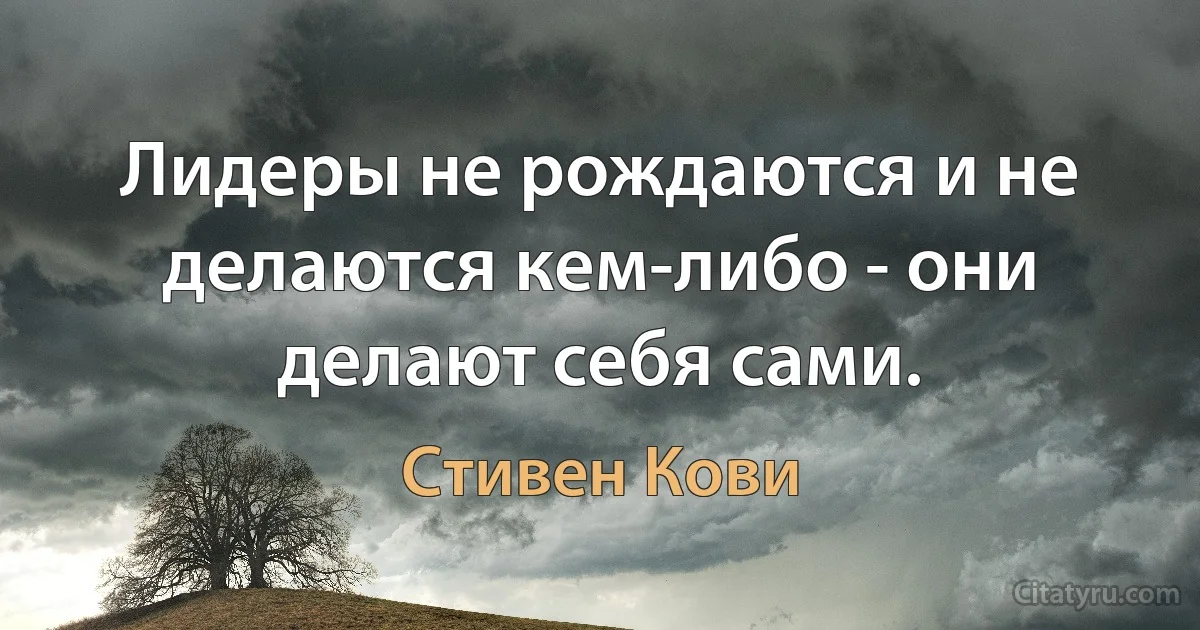 Лидеры не рождаются и не делаются кем-либо - они делают себя сами. (Стивен Кови)