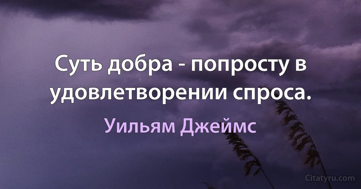 Суть добра - попросту в удовлетворении спроса. (Уильям Джеймс)