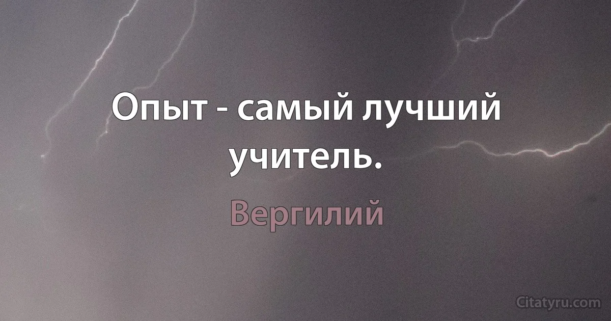 Опыт - самый лучший учитель. (Вергилий)