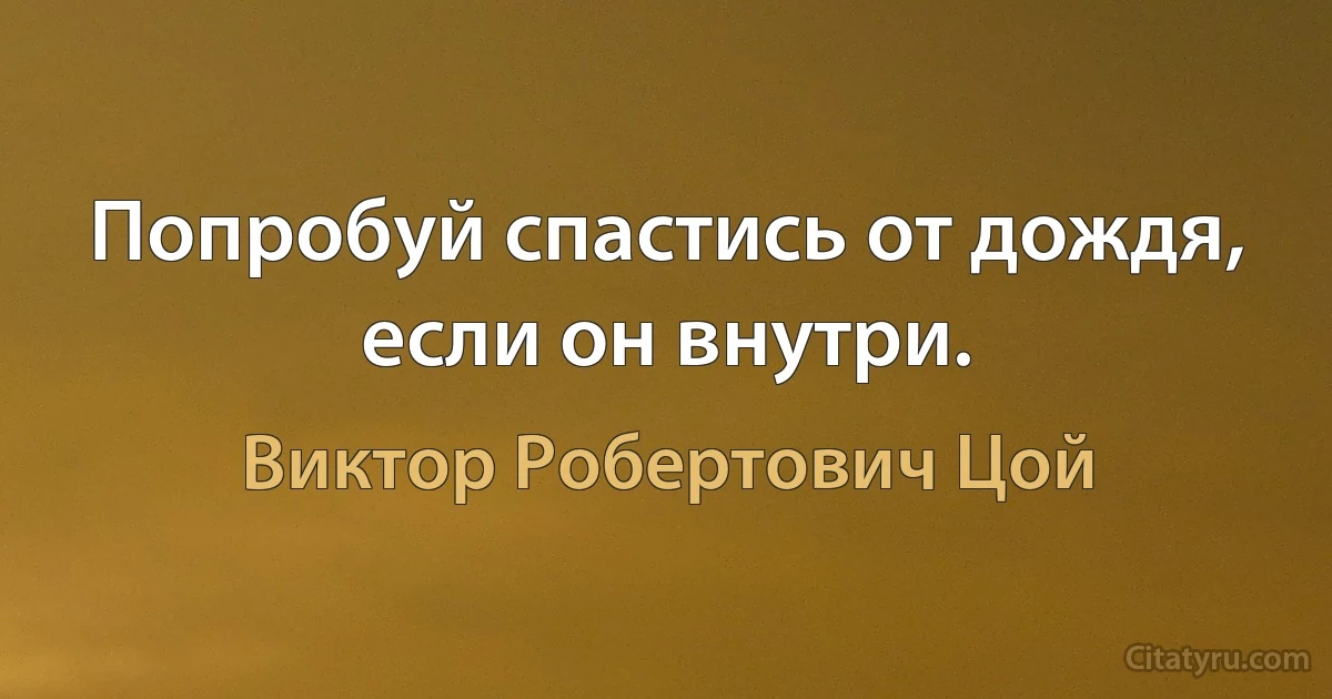 Попробуй спастись от дождя, если он внутри. (Виктор Робертович Цой)