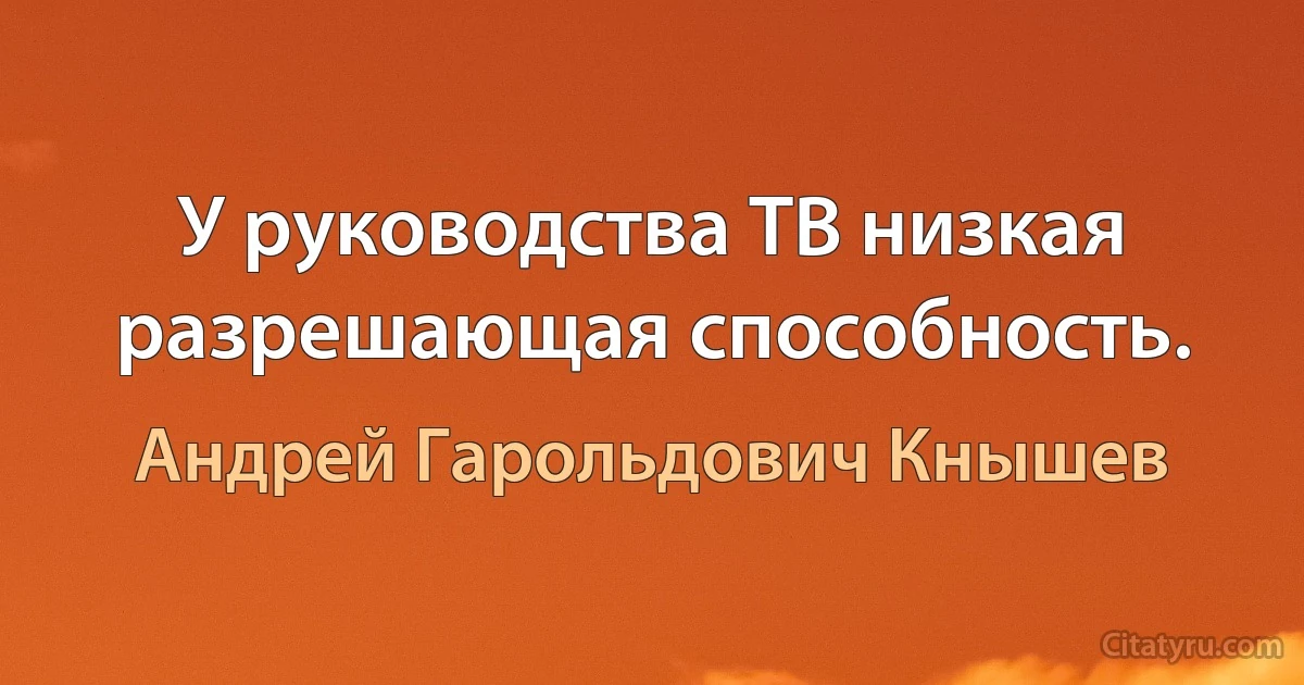 У руководства ТВ низкая разрешающая способность. (Андрей Гарольдович Кнышев)