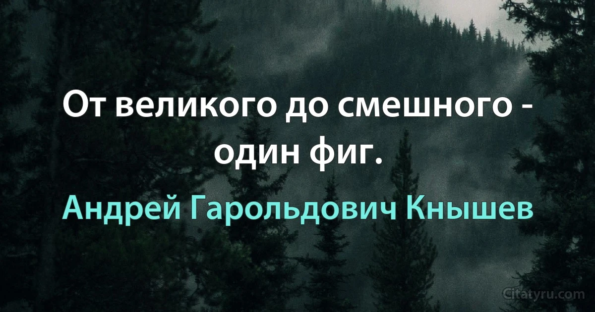 От великого до смешного - один фиг. (Андрей Гарольдович Кнышев)