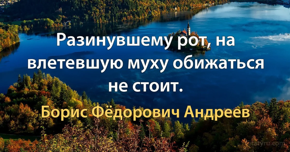 Разинувшему рот, на влетевшую муху обижаться не стоит. (Борис Фёдорович Андреев)