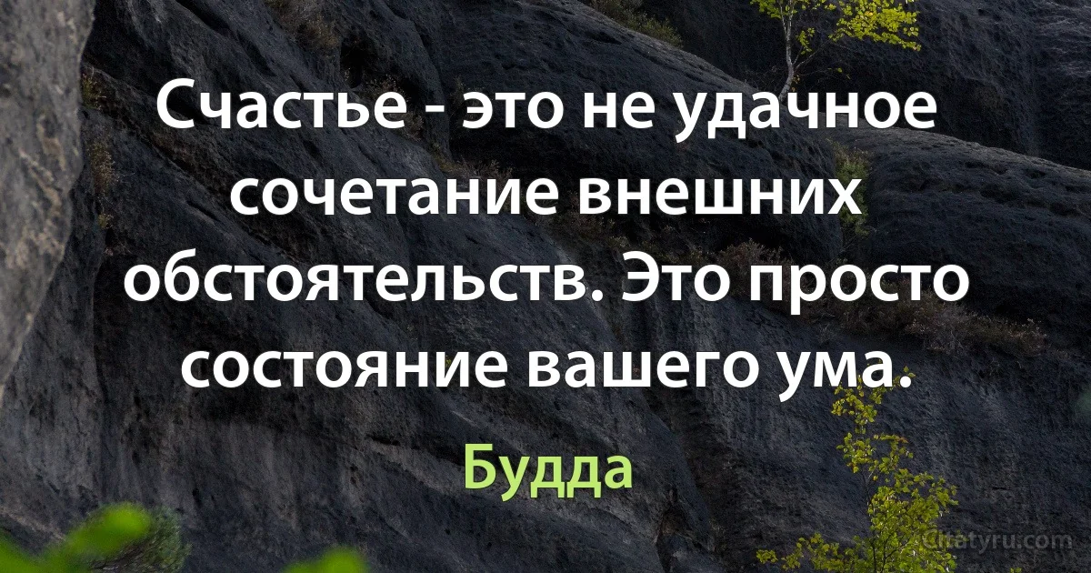 Счастье - это не удачное сочетание внешних обстоятельств. Это просто состояние вашего ума. (Будда)