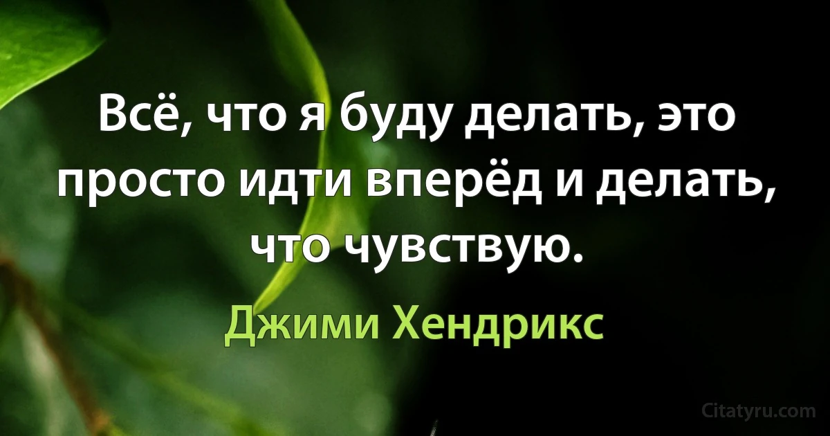 Всё, что я буду делать, это просто идти вперёд и делать, что чувствую. (Джими Хендрикс)