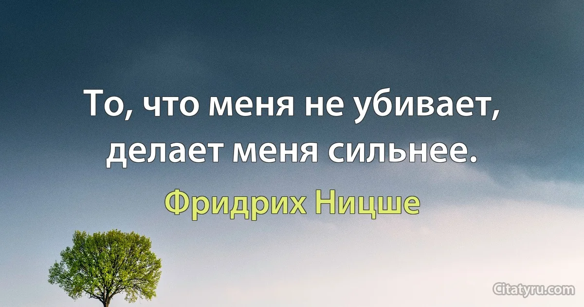 То, что меня не убивает, делает меня сильнее. (Фридрих Ницше)