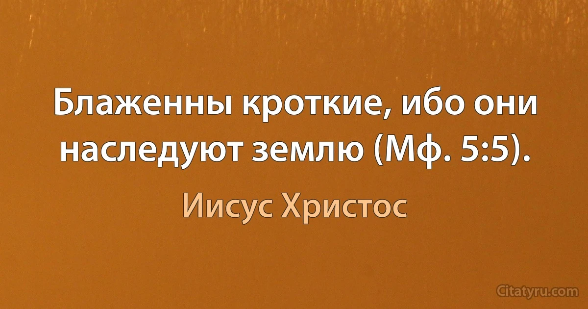 Блаженны кроткие, ибо они наследуют землю (Мф. 5:5). (Иисус Христос)