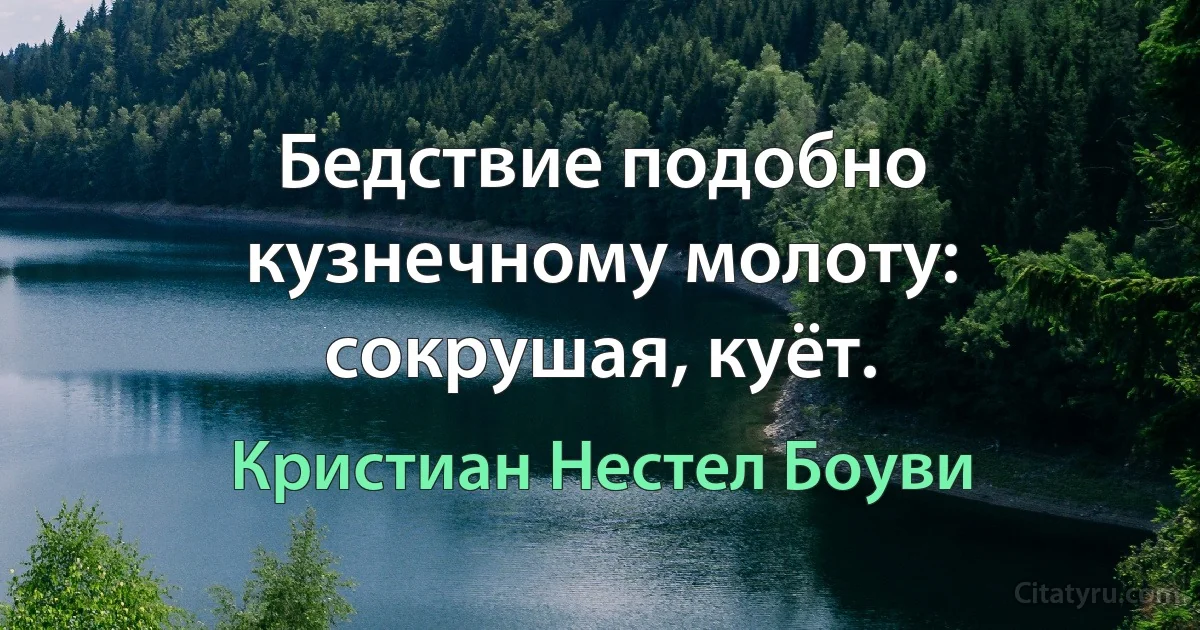 Бедствие подобно кузнечному молоту: сокрушая, куёт. (Кристиан Нестел Боуви)