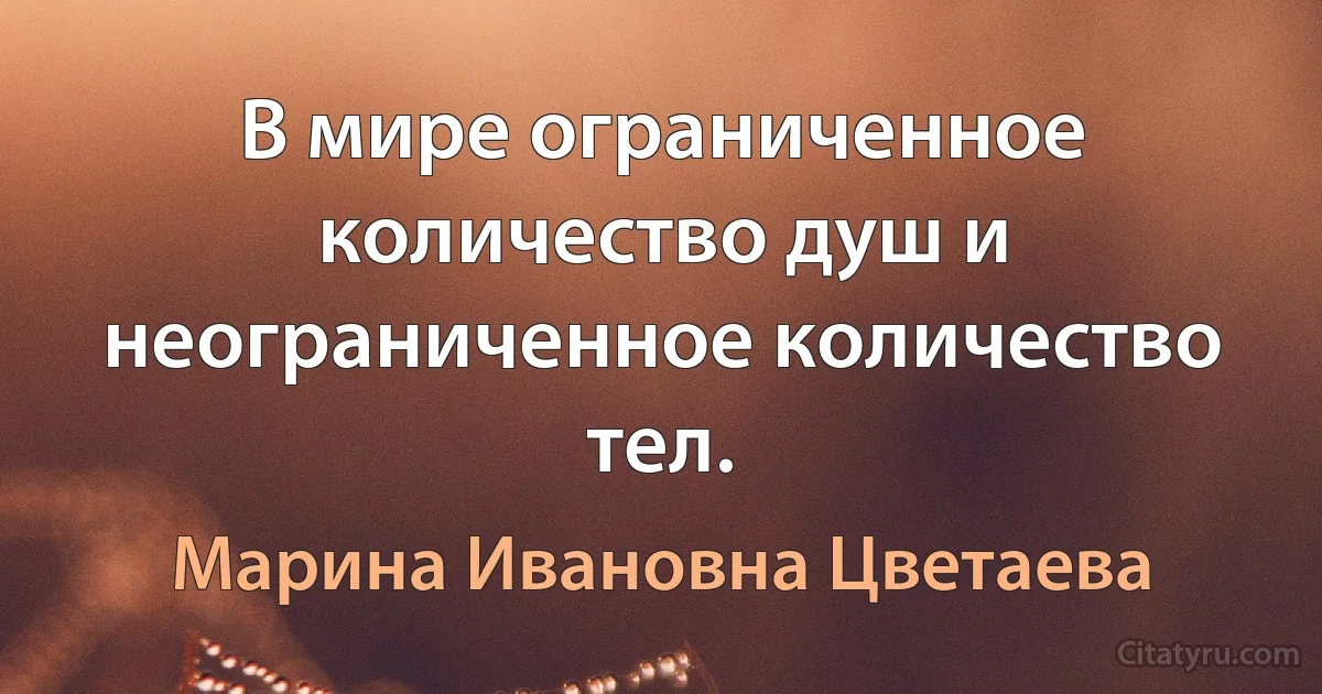 В мире ограниченное количество душ и неограниченное количество тел. (Марина Ивановна Цветаева)