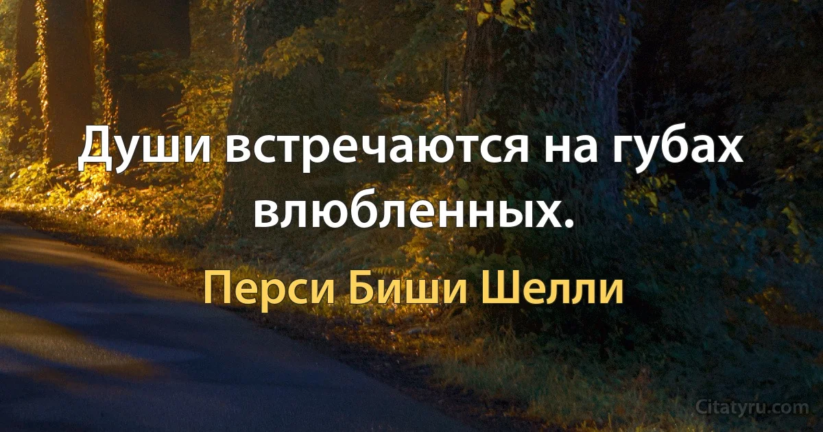 Души встречаются на губах влюбленных. (Перси Биши Шелли)