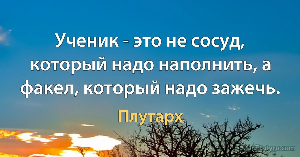 Ученик - это не сосуд, который надо наполнить, а факел, который надо зажечь. (Плутарх)