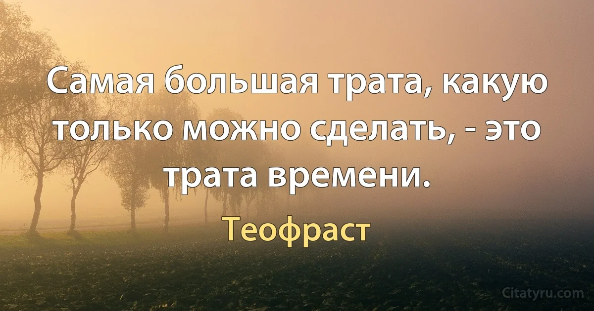 Самая большая трата, какую только можно сделать, - это трата времени. (Теофраст)