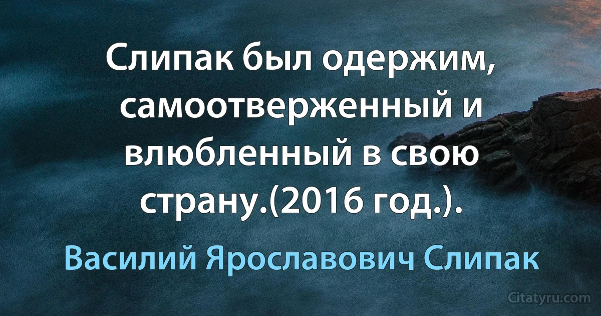 Слипак был одержим, самоотверженный и влюбленный в свою страну.(2016 год.). (Василий Ярославович Слипак)