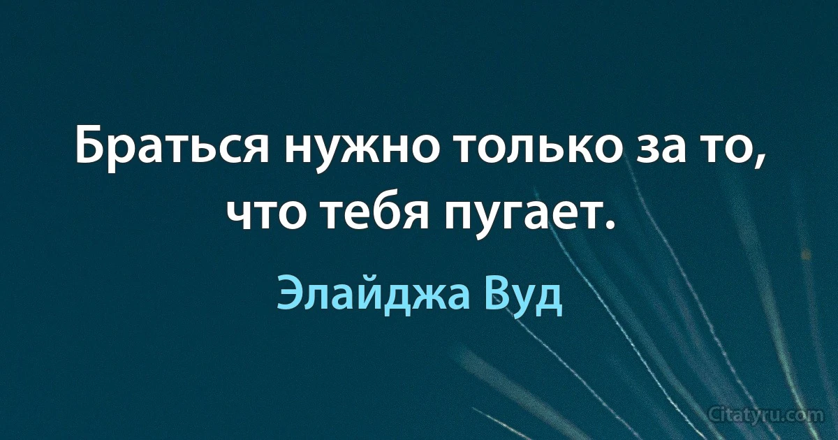 Браться нужно только за то, что тебя пугает. (Элайджа Вуд)