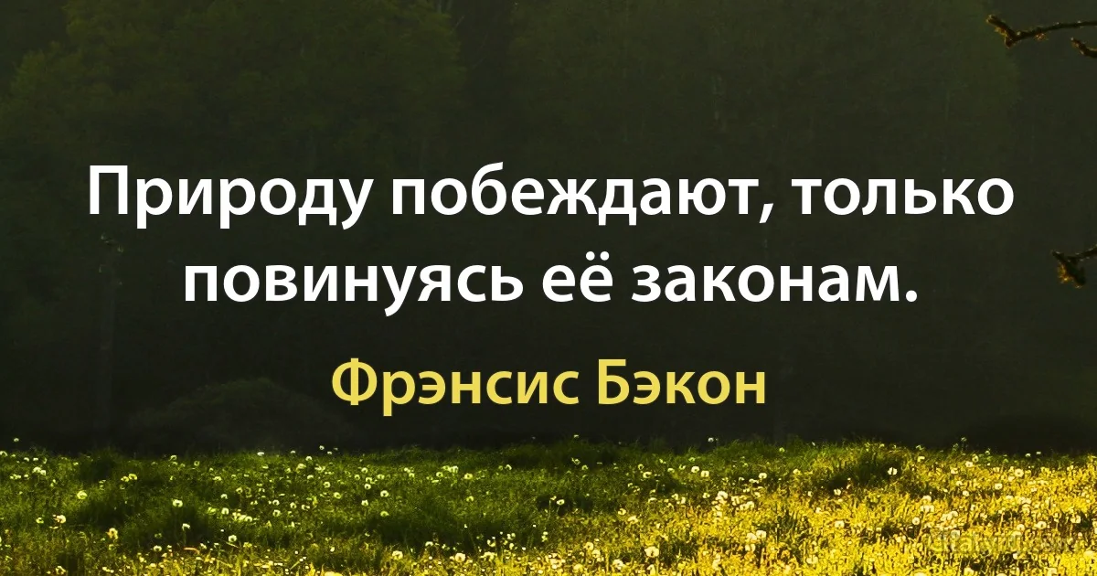 Природу побеждают, только повинуясь её законам. (Фрэнсис Бэкон)