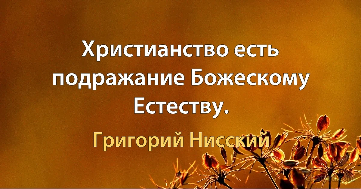 Христианство есть подражание Божескому Естеству. (Григорий Нисский)