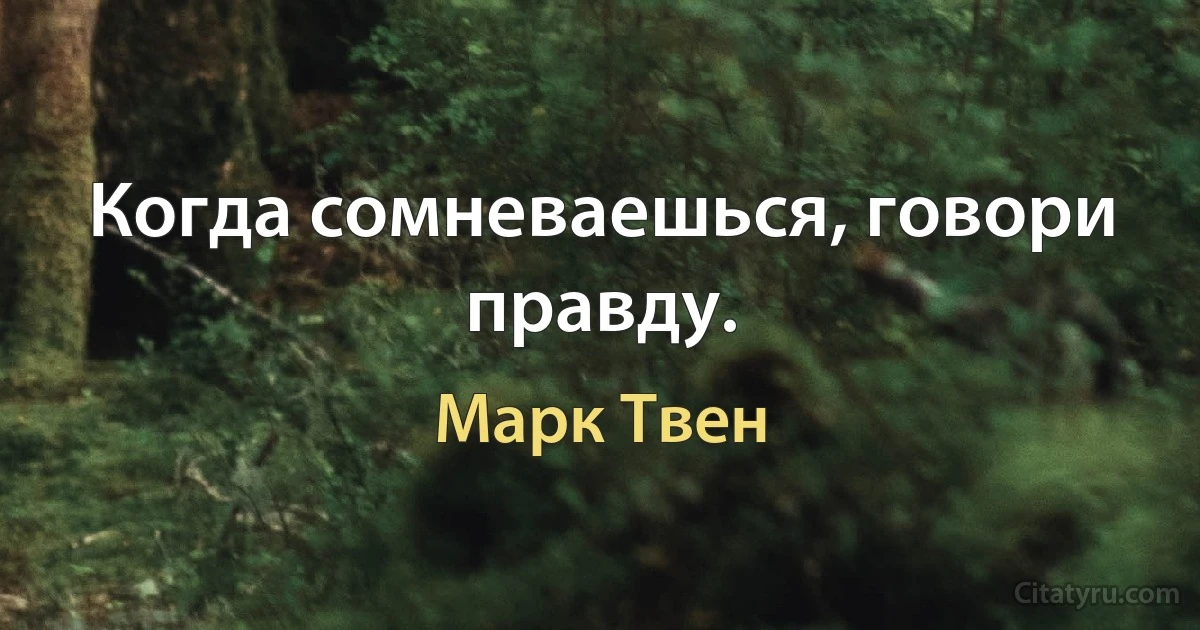 Когда сомневаешься, говори правду. (Марк Твен)