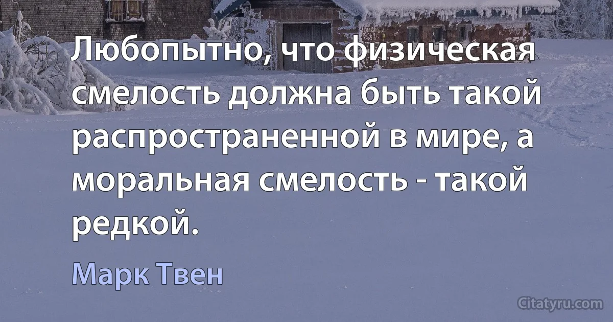 Любопытно, что физическая смелость должна быть такой распространенной в мире, а моральная смелость - такой редкой. (Марк Твен)