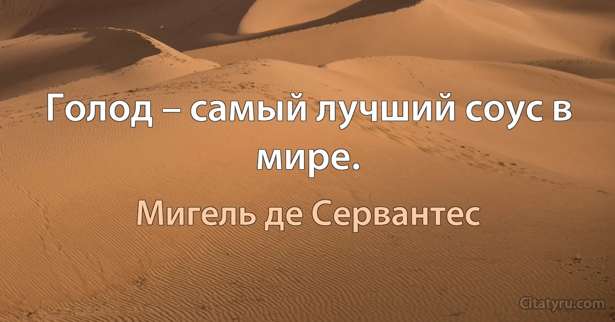 Голод – самый лучший соус в мире. (Мигель де Сервантес)