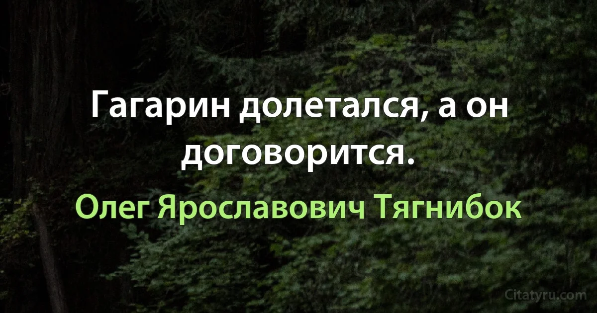 Гагарин долетался, а он договорится. (Олег Ярославович Тягнибок)