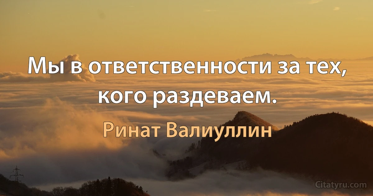 Мы в ответственности за тех, кого раздеваем. (Ринат Валиуллин)