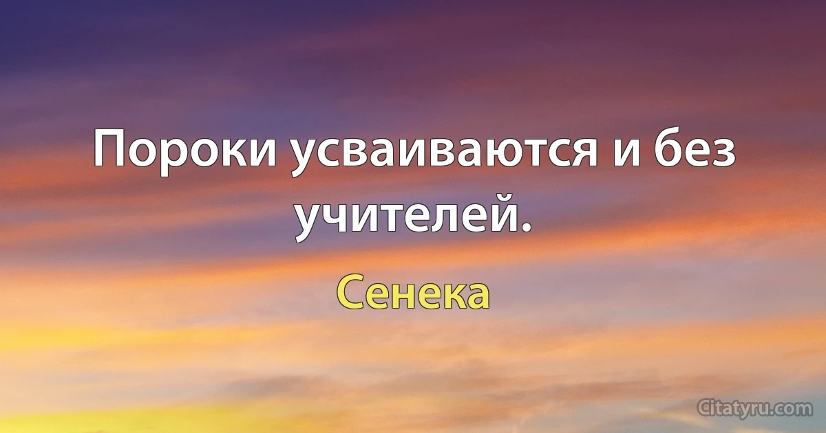 Пороки усваиваются и без учителей. (Сенека)