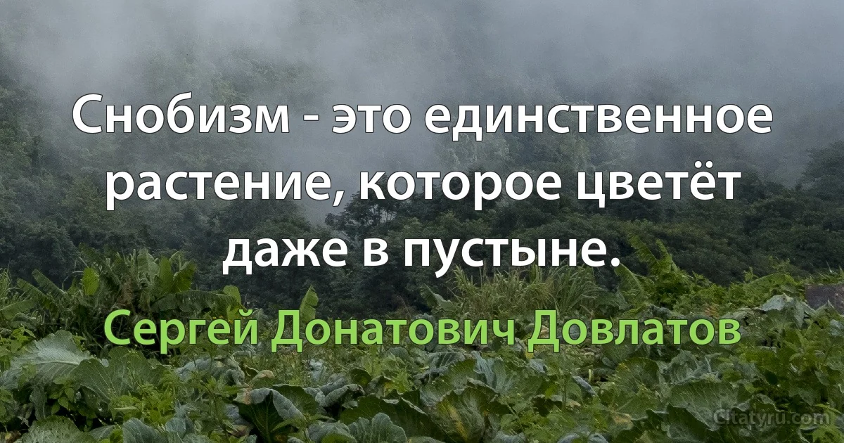 Снобизм - это единственное растение, которое цветёт даже в пустыне. (Сергей Донатович Довлатов)