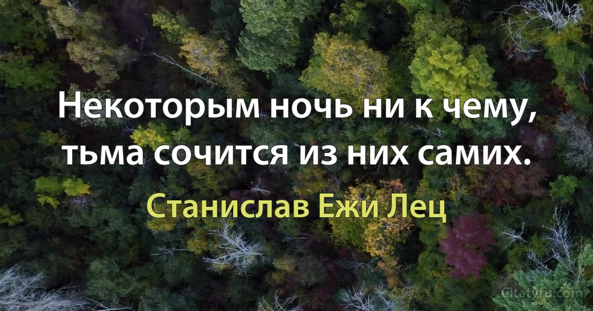 Некоторым ночь ни к чему, тьма сочится из них самих. (Станислав Ежи Лец)