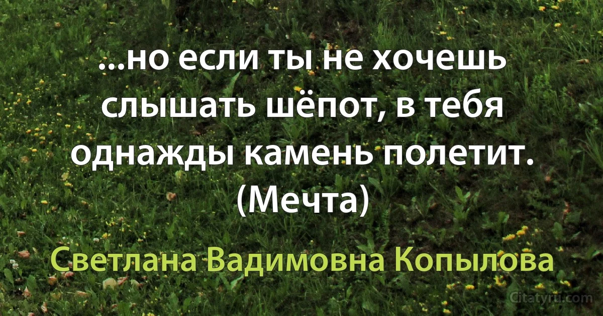 ...но если ты не хочешь слышать шёпот, в тебя однажды камень полетит. (Мечта) (Светлана Вадимовна Копылова)