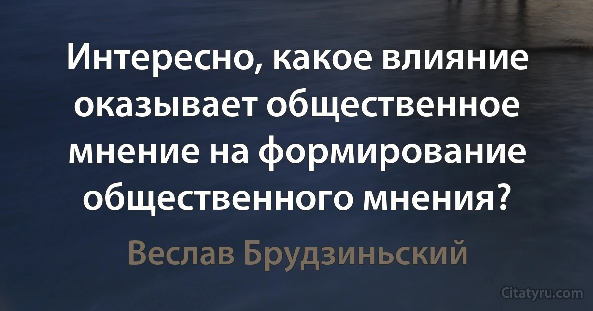 Интересно, какое влияние оказывает общественное мнение на формирование общественного мнения? (Веслав Брудзиньский)