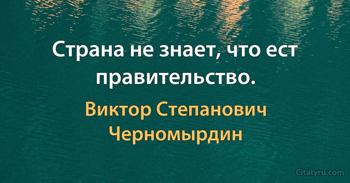 Страна не знает, что ест правительство. (Виктор Степанович Черномырдин)