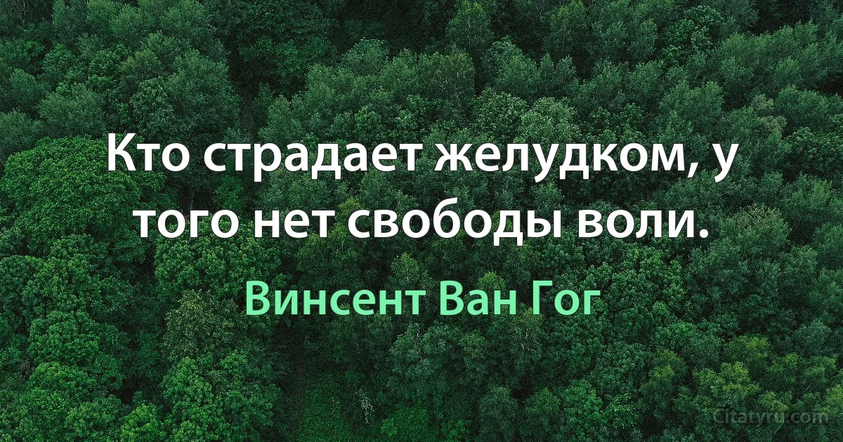 Кто страдает желудком, у того нет свободы воли. (Винсент Ван Гог)