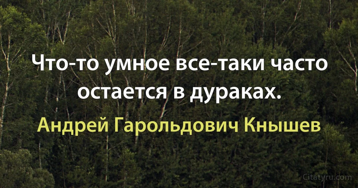 Что-то умное все-таки часто остается в дураках. (Андрей Гарольдович Кнышев)