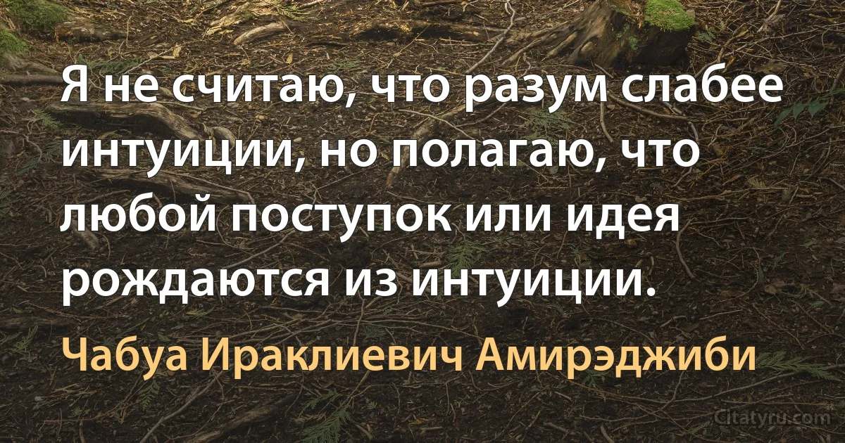 Я не считаю, что разум слабее интуиции, но полагаю, что любой поступок или идея рождаются из интуиции. (Чабуа Ираклиевич Амирэджиби)