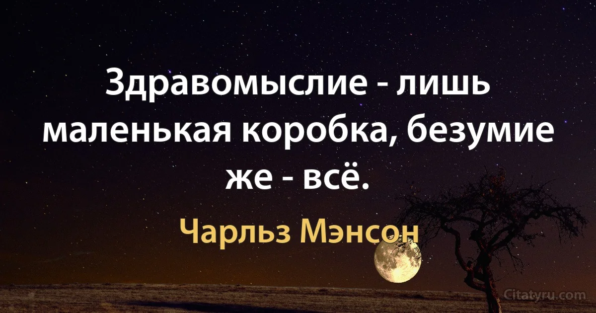 Здравомыслие - лишь маленькая коробка, безумие же - всё. (Чарльз Мэнсон)