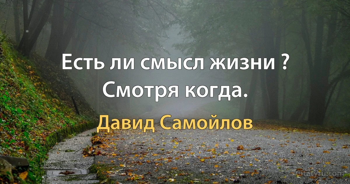 Есть ли смысл жизни ? Смотря когда. (Давид Самойлов)