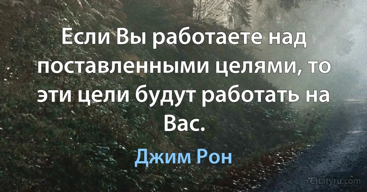 Eсли Вы работаете над поставленными целями, то эти цели будут работать на Вас. (Джим Рон)