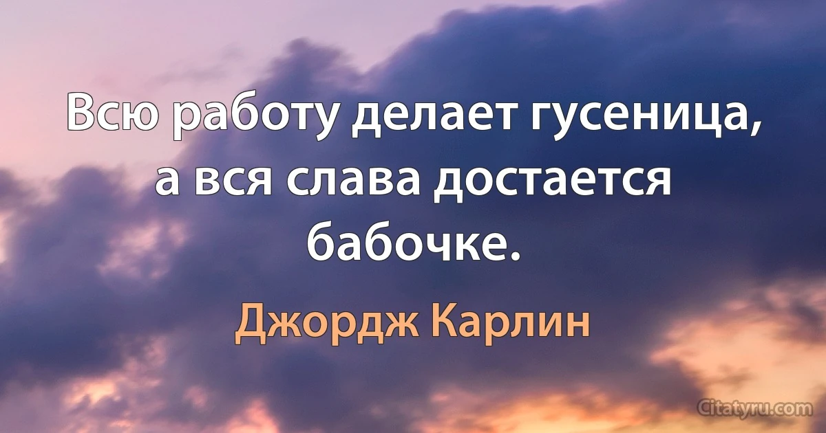 Всю работу делает гусеница, а вся слава достается бабочке. (Джордж Карлин)