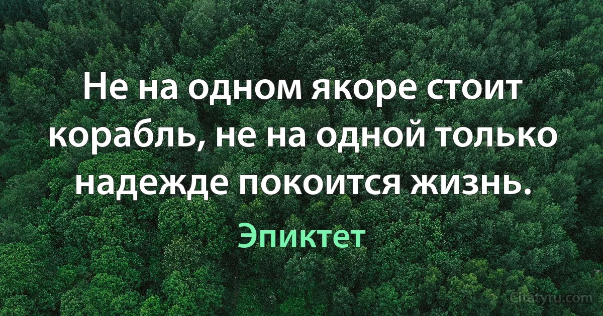 Не на одном якоре стоит корабль, не на одной только надежде покоится жизнь. (Эпиктет)