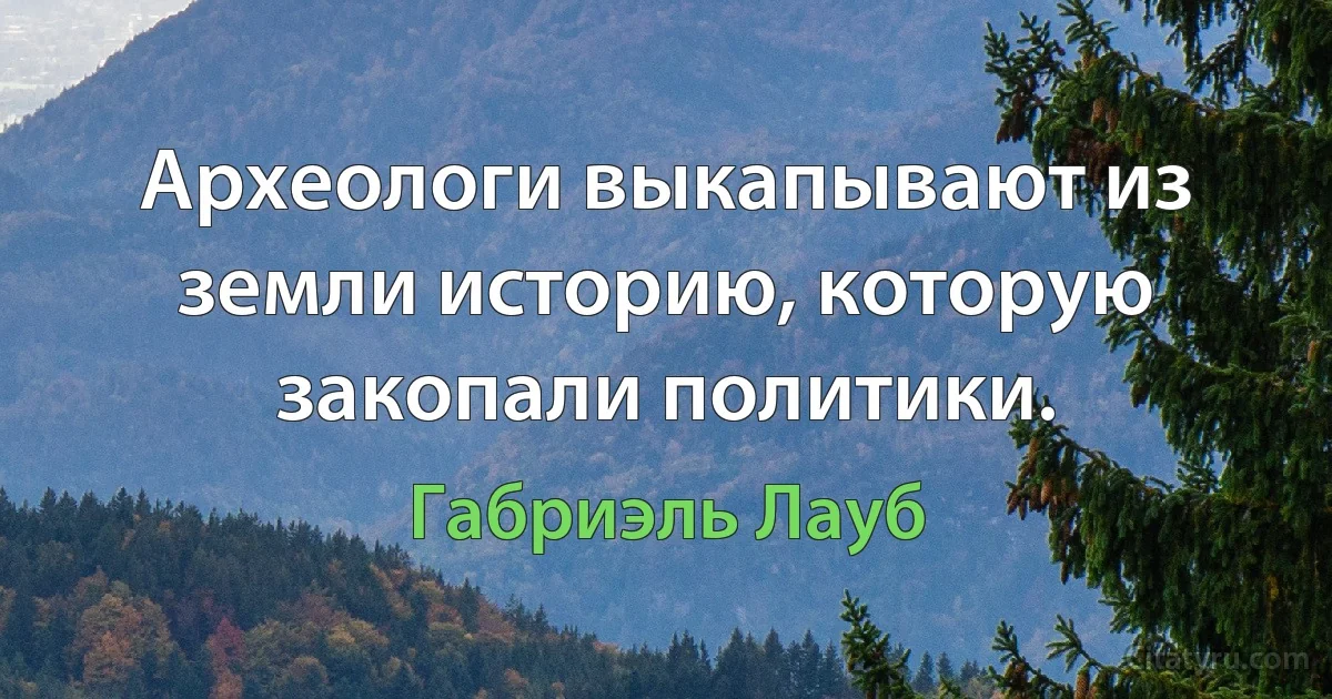 Археологи выкапывают из земли историю, которую закопали политики. (Габриэль Лауб)