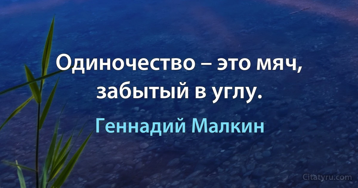 Одиночество – это мяч, забытый в углу. (Геннадий Малкин)