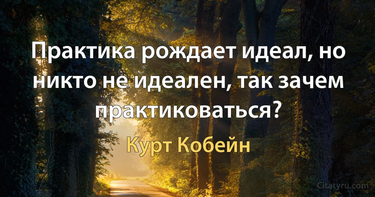 Практика рождает идеал, но никто не идеален, так зачем практиковаться? (Курт Кобейн)