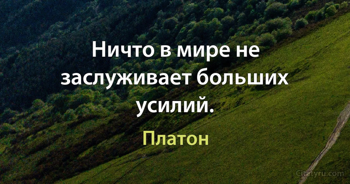 Ничто в мире не заслуживает больших усилий. (Платон)