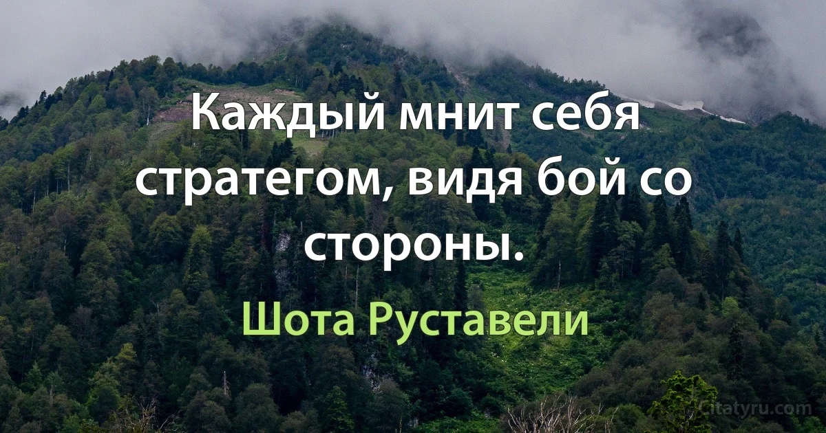 Каждый мнит себя стратегом, видя бой со стороны. (Шота Руставели)