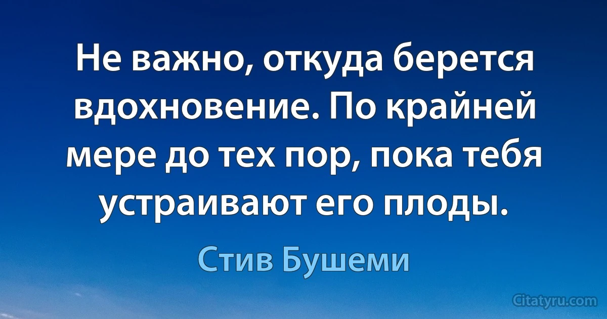 Не важно, откуда берется вдохновение. По крайней мере до тех пор, пока тебя устраивают его плоды. (Стив Бушеми)