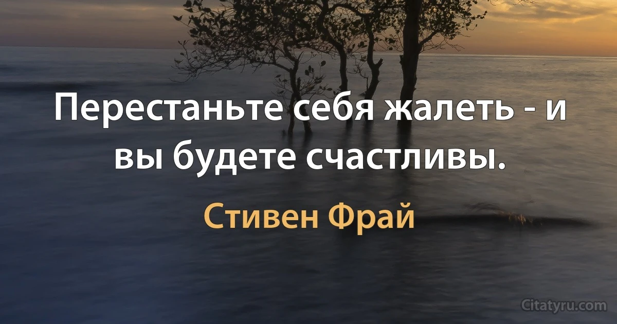 Перестаньте себя жалеть - и вы будете счастливы. (Стивен Фрай)