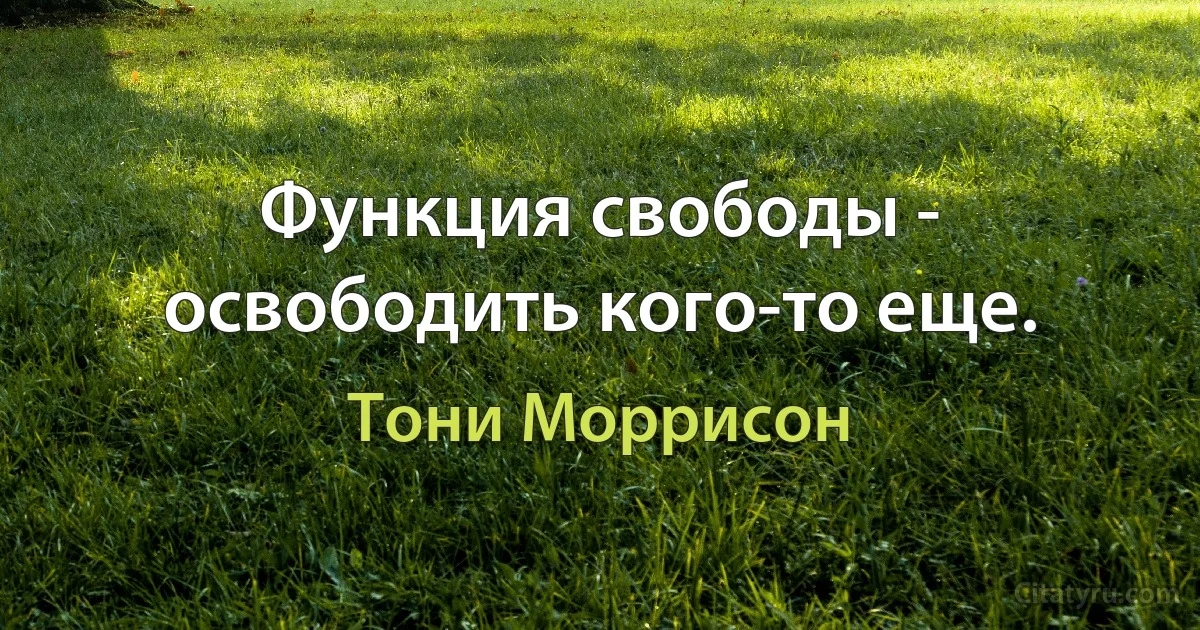 Функция свободы - освободить кого-то еще. (Тони Моррисон)