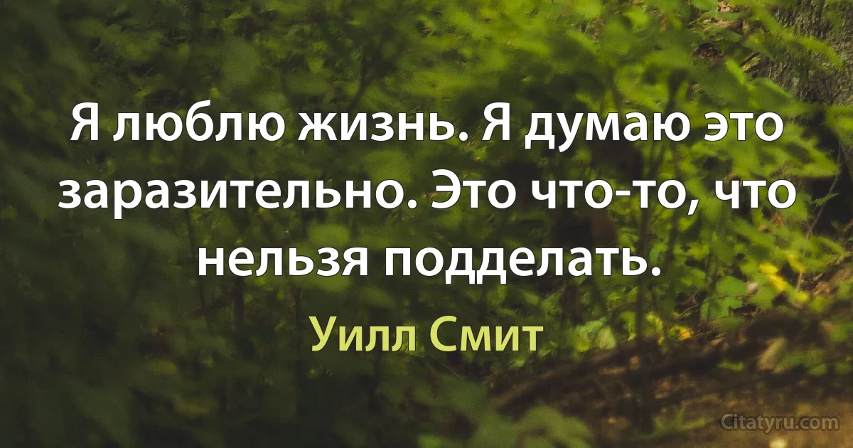 Я люблю жизнь. Я думаю это заразительно. Это что-то, что нельзя подделать. (Уилл Смит)