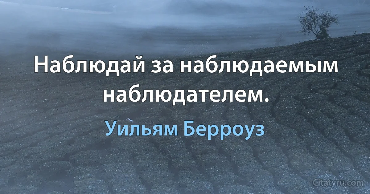 Наблюдай за наблюдаемым наблюдателем. (Уильям Берроуз)