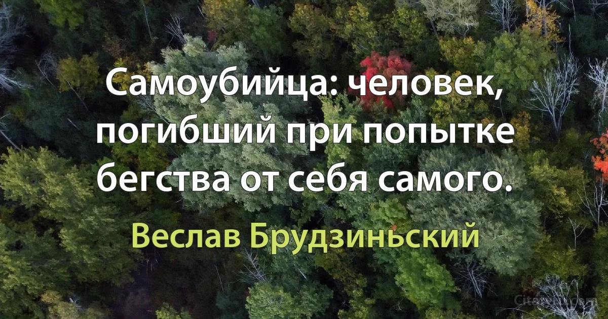 Самоубийца: человек, погибший при попытке бегства от себя самого. (Веслав Брудзиньский)